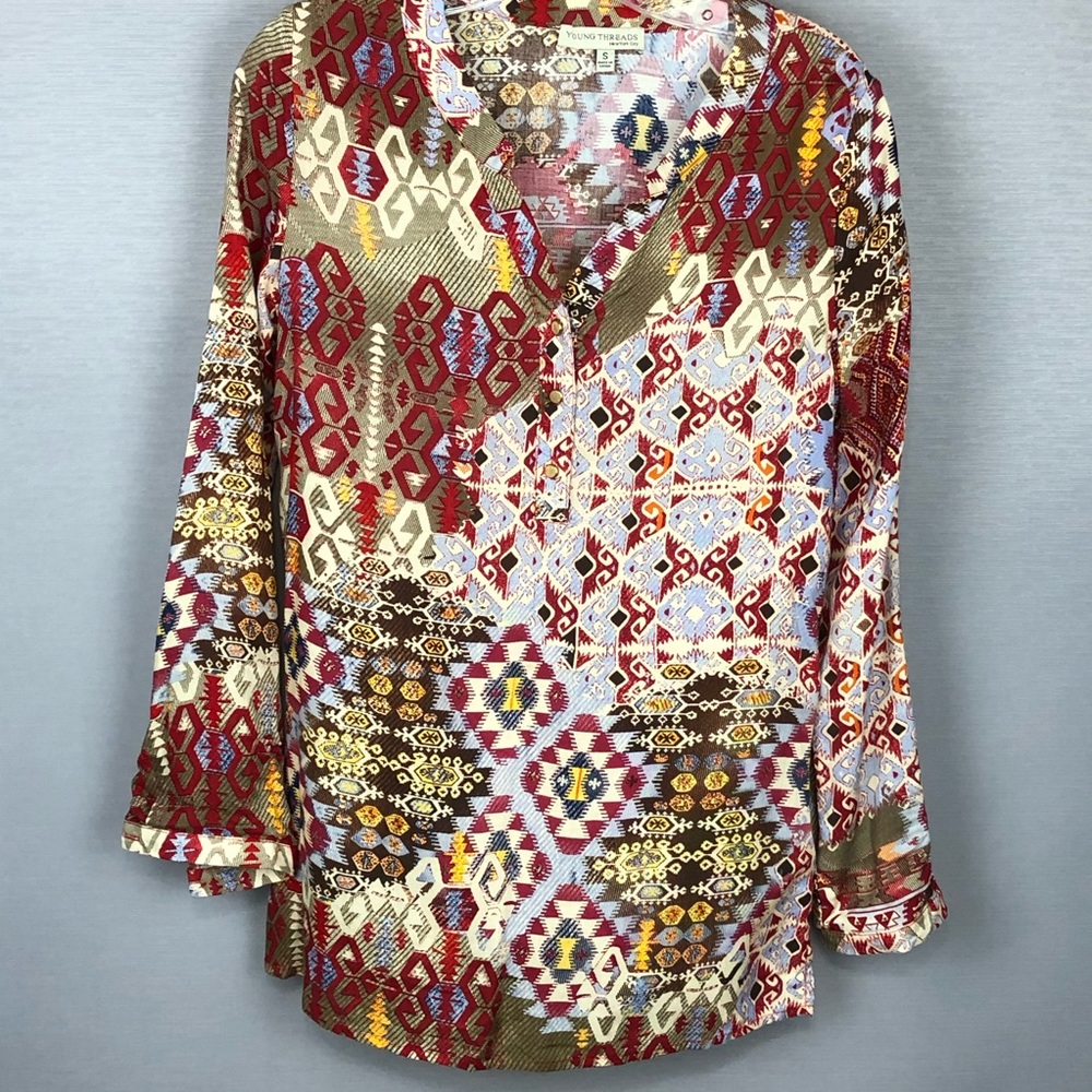 Young Threads Tunic Tribal Print Top! SZ S NWOT